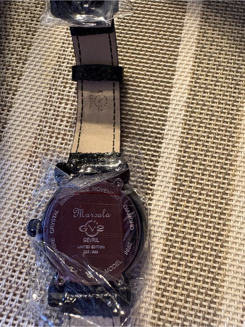 Gevril women’s Black Leather Strap Watch with Silver Case and Black Dial - Picture 3 of 7